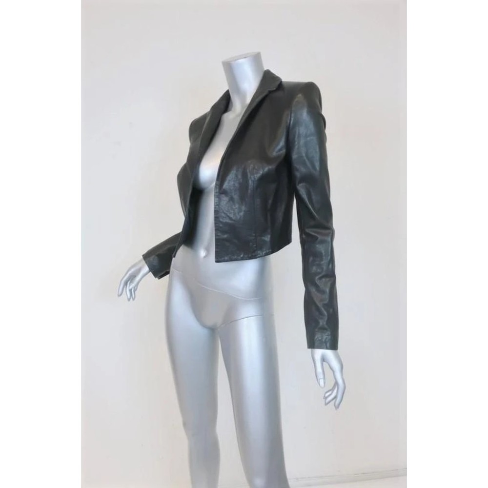 Rachel Zoe Bobby Leather Bolero Jacket Black Size 2 Open Front - Picture 3 of 6